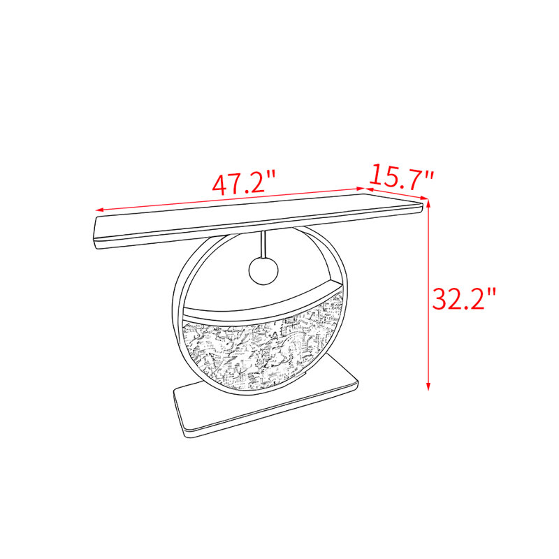Table de véranda légère en acier inoxydable de luxe, H 32,2 po x l 47,2 po x P 15,7 po