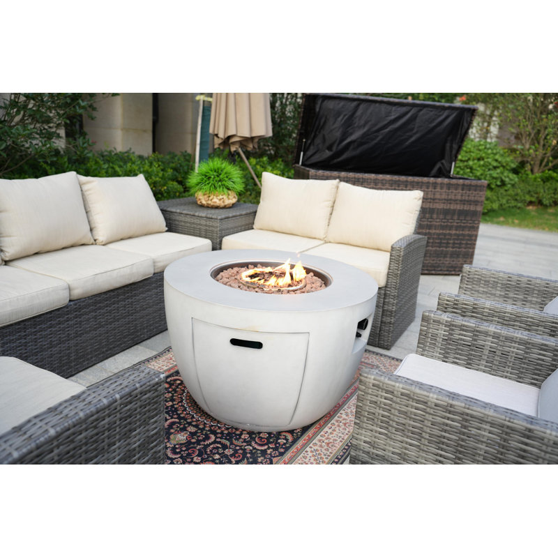 8 - Person Patio Conversation Set with Cushions, Beige, Gray