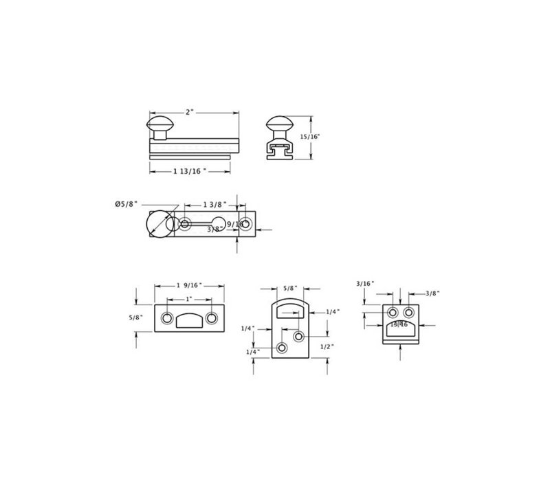 Boulon de surface 2 po Deltana 2SBCS26D, vis dissimulée, HD en chrome brossé, Chrome brossé