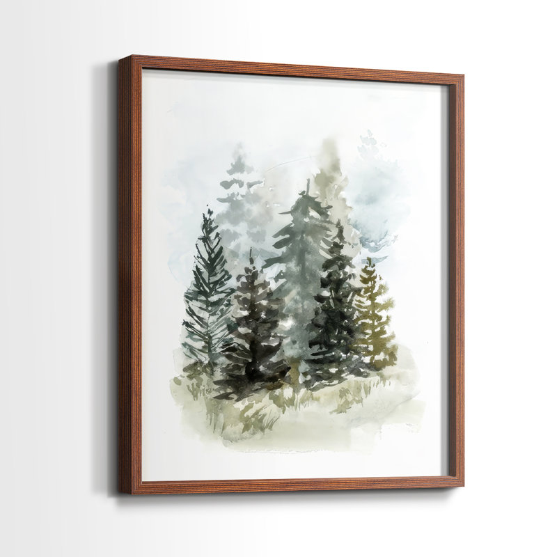 Impression encadrée Washy Treeline I-Premium - prête à être accrochée - aucun clou requis - aucun clou requis, Noyer
