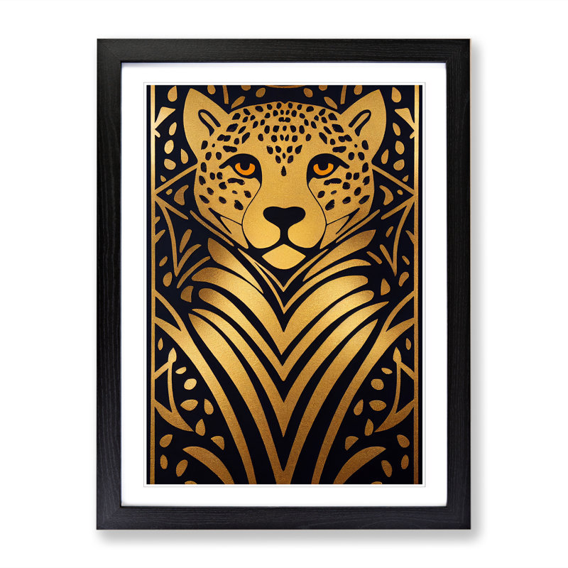 Cheetah Gold Leaf - Framed Print, Black Framed, 34cm H x 25cm W x 2cm D