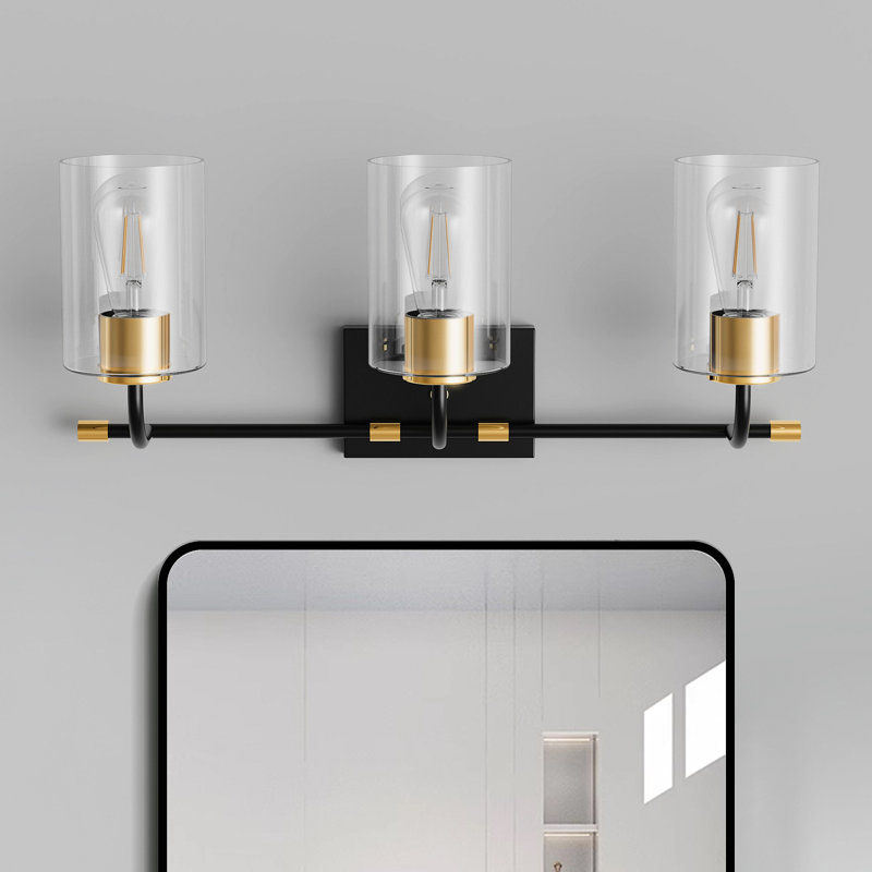 Éclairage pour salle de bain 3 lumières noir et or Agnella