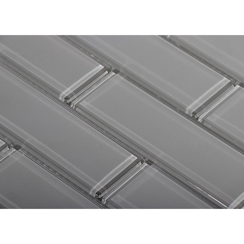 Premium 2" x 6" Straight Edge Glass Mosaic Subway Tile, Dark Gray