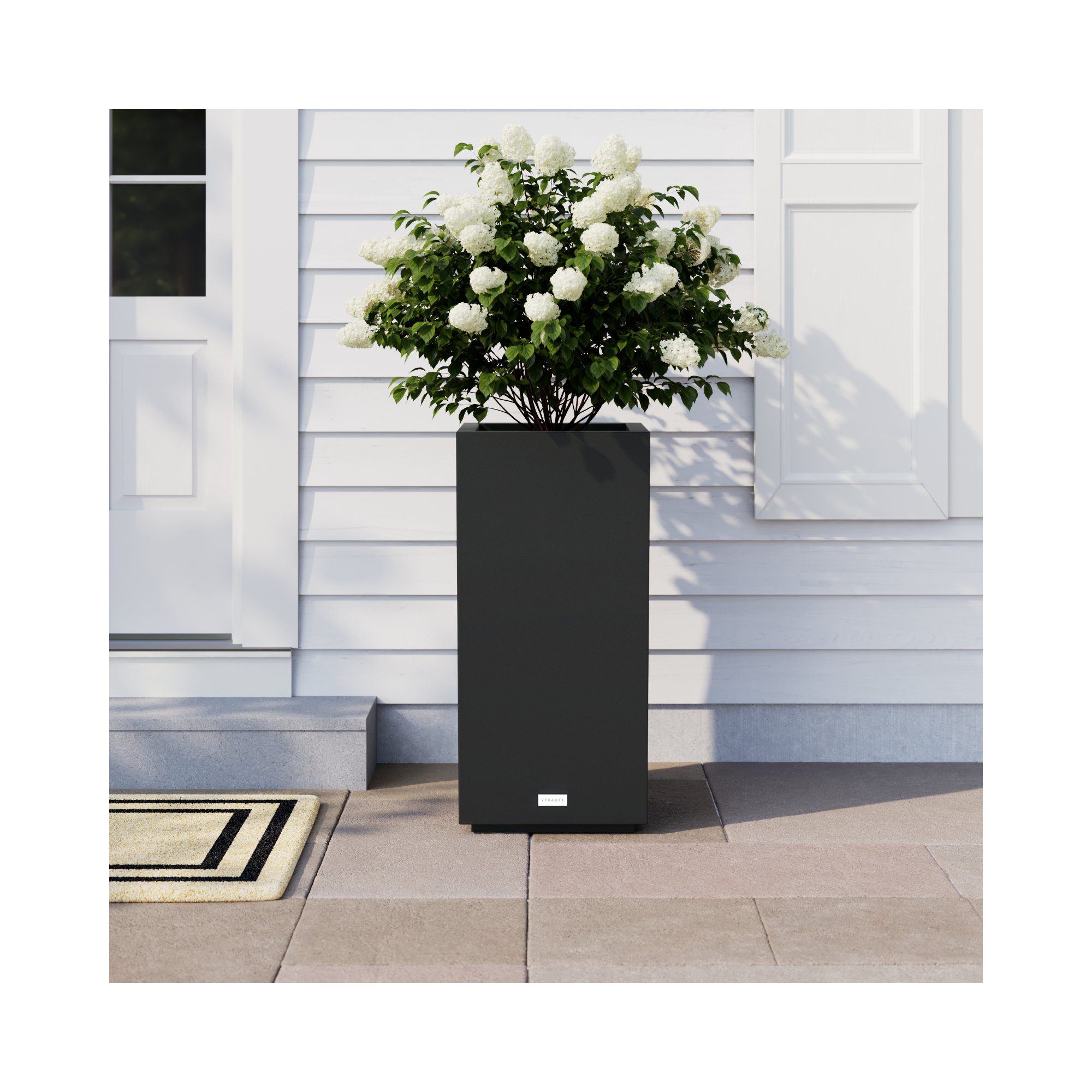Block Series Pedestal Planter, 31.75” H x 15.5” W x 15.5” D, Black