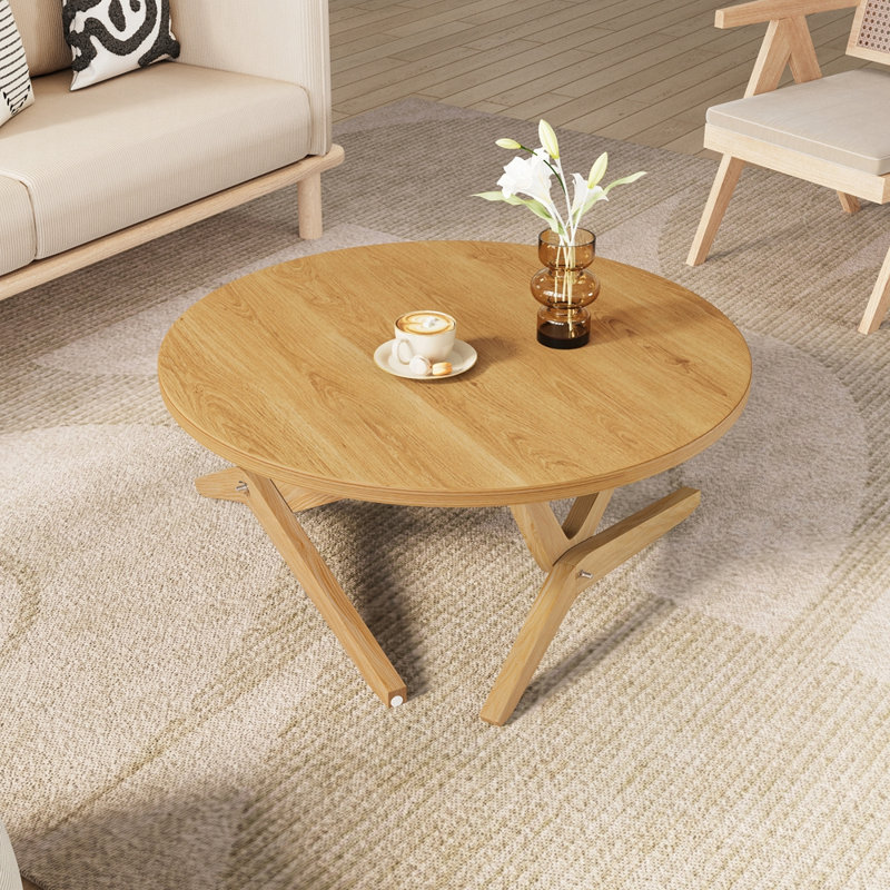 Table basse ronde 2-en-1 avec hauteur réglable