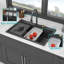Robinet escamotable de cuisine avec station de travail noire en quartz 33 po x 22 po