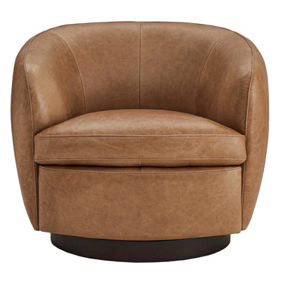 Marcy Geniue Leather Swivel Barrel Chair