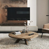 Retro American Solid Wood Round Coffee Table