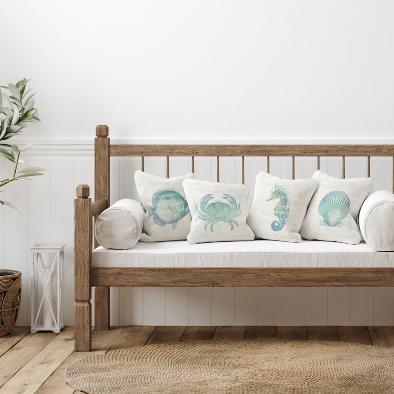 Coussin Aquatic Sea Life Impressions Design par Susan Arnot (ensemble de 4)