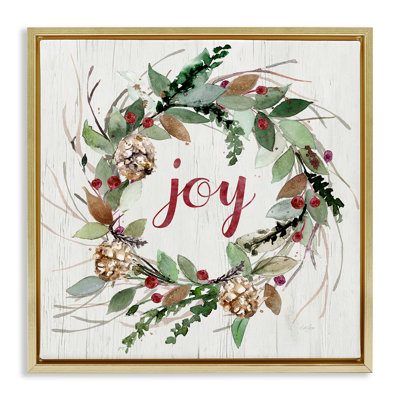 Joy Seasonal Wreath Giclee Art by Stella Chang
