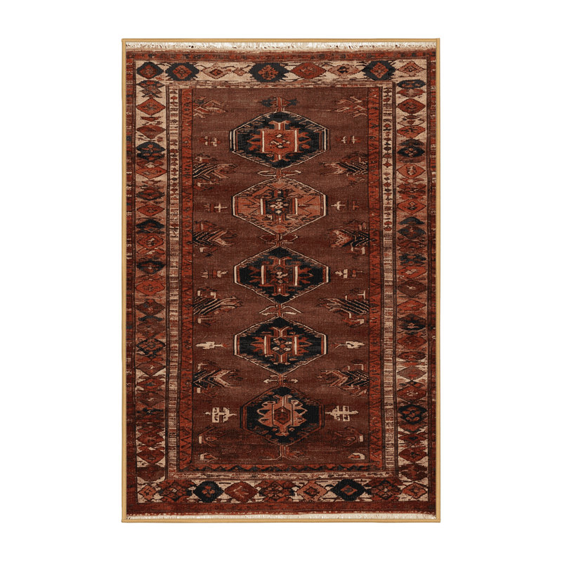 Tapis brun turc lavable à la machine, Rectangulaire 8 pi x 12 pi