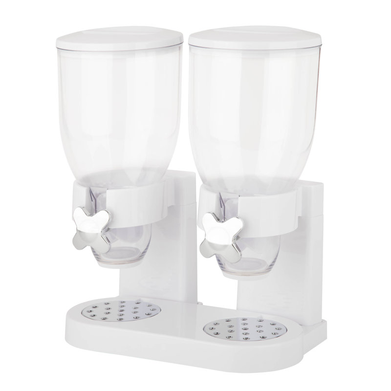 White Dual Canister Dry Food Dispenser with Chrome Accents