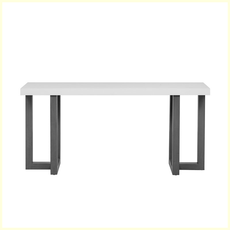 Console de conception géométrique avec pieds en pin massif, convenant au vestibule, Blanc / Gris