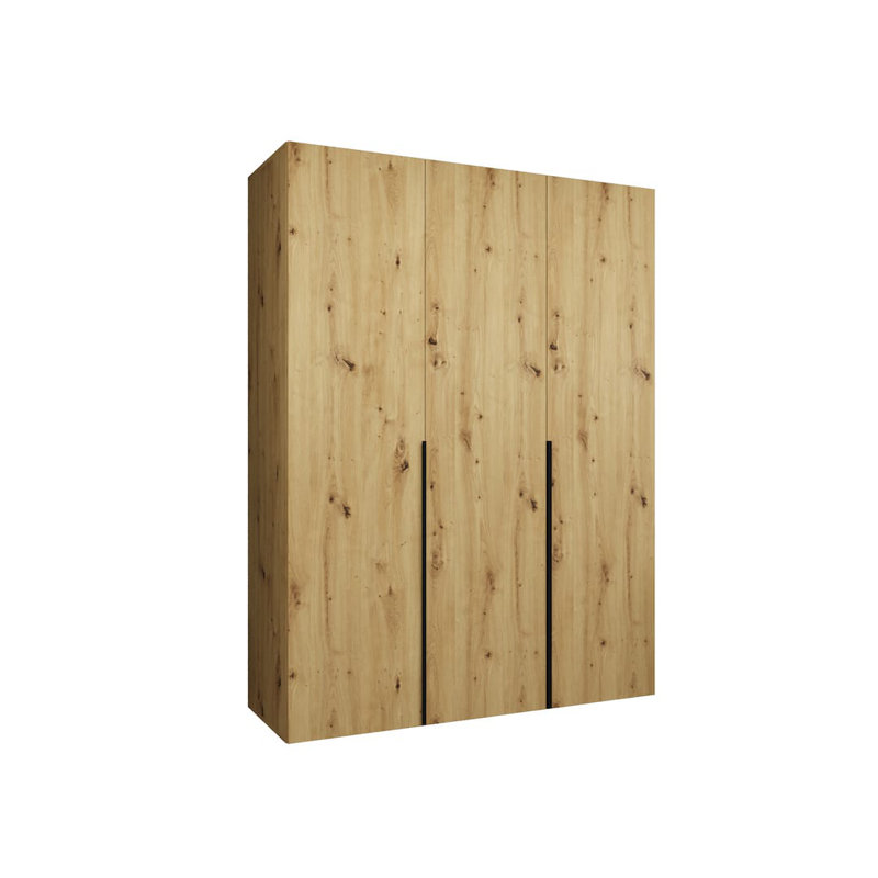 Bia 3 Door Manufactured Wood Wardrobe, Oak Artisan