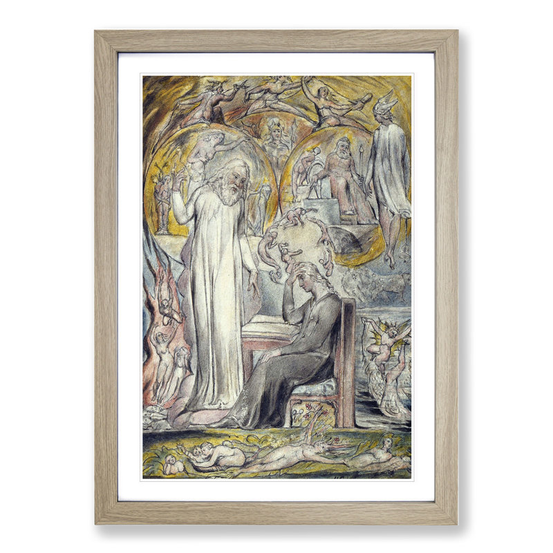 The Spirit of Plato by William Blake - Framed Print, 36cm H x 27cm W x 2cm D, Oak Framed