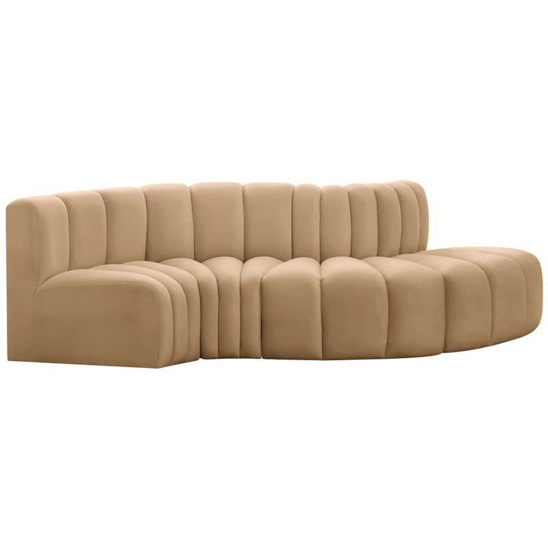 Houssam Upholstered Curved Sectional Reversible, Camel Velvet