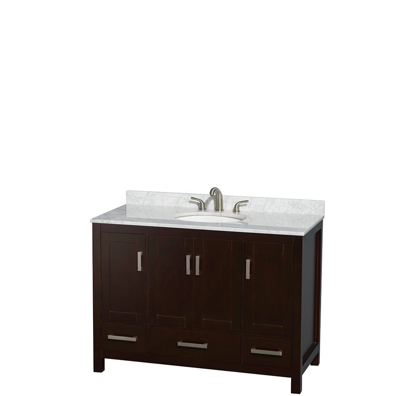 Sheffield 48'' W Single Vanity, White Carrara Marble
