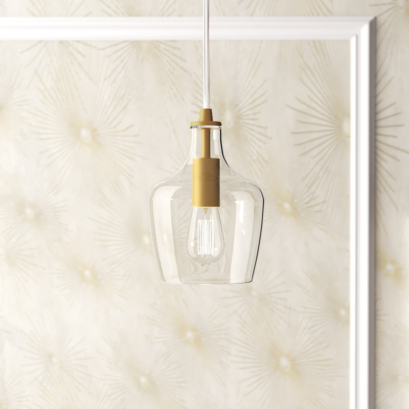 Lisbon 1-Light Pendant With Clear Glass, Soft Gold