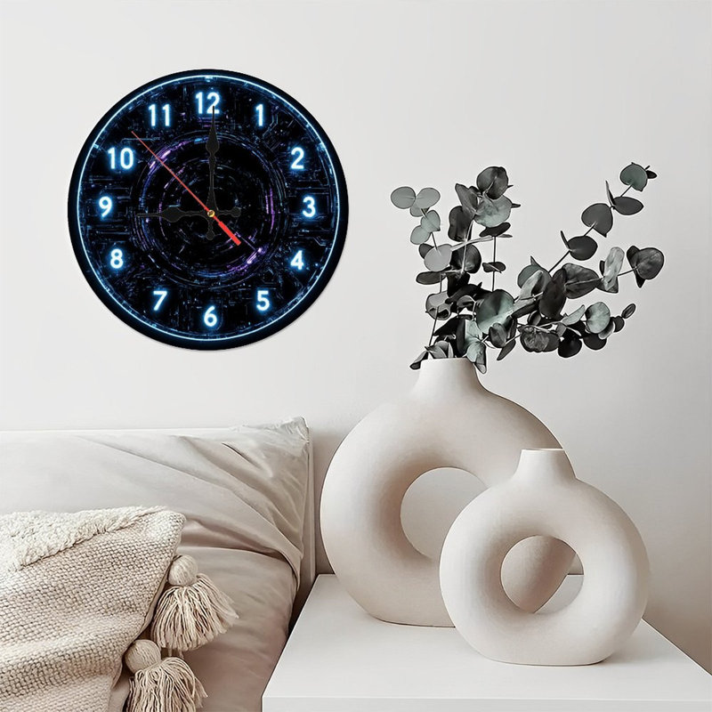 Horloge futuriste avec chiffres lumineux