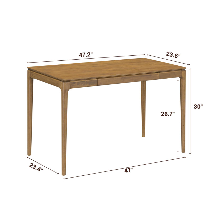 NTC Mingle Modern Wooden Rectangle Desk Table with Hidden Drawer – Waterproof & Heat Resistant, Teak Look, Teak Look