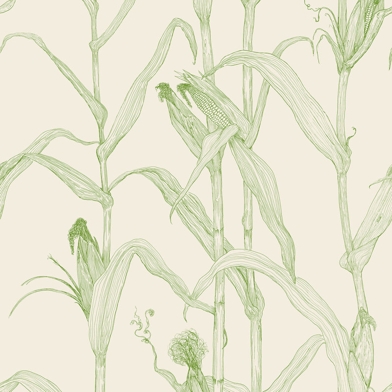 Corn Rows, Summer Green/Cream, Paper