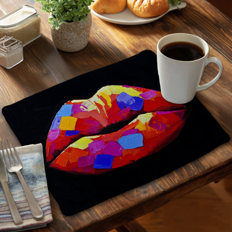 Colorful Lipstick Braided Polyester Placemats Set of 4 Decor