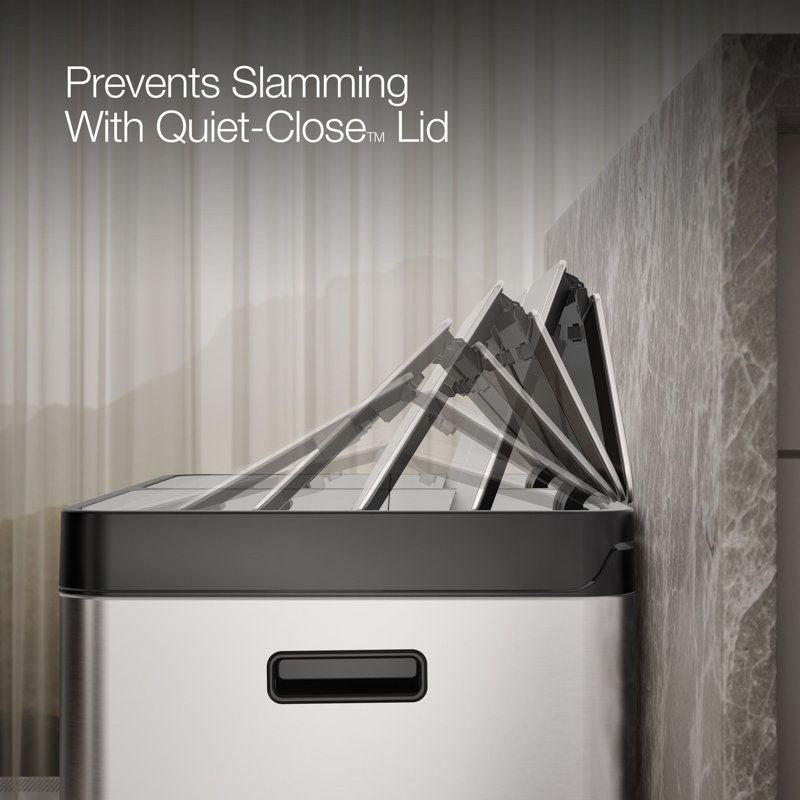 82-Liter Stainless Steel Dual-Bin Step Trash Can, Gray