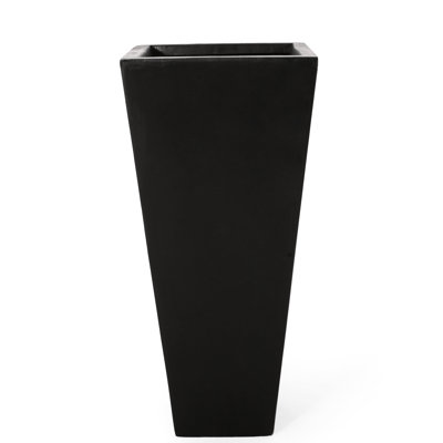 Lightweight Concrete Planter With Tapered Shape For Outdoors - 12.91L X 12.91W 28.5H Black Magnesium Oxide No Assembly Required Outdoor Plant Pot Style Oxide,