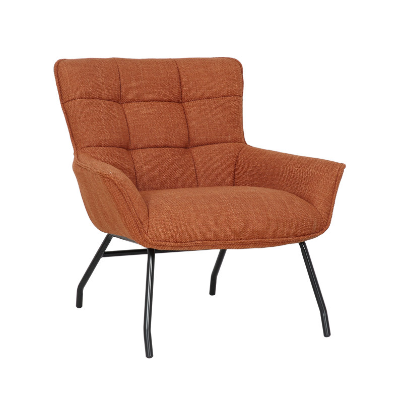 Chaise d'appoint en tissu avec pieds en acier thermolaqué, Mélange de polyester orange