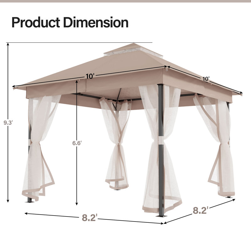 LAUSAINT HOME Outdoor Patio Gazebo 10'x10', Beige