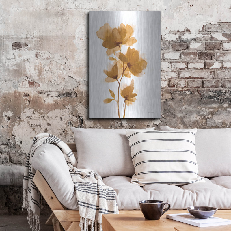 Art mural en métal Golden Blooms 1 'par Yvette St. Amant, H 36 po x l 24 po
