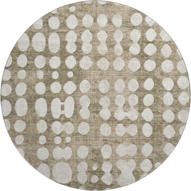Premium Machine Washable Prisco Taupe Rug, Round 8'