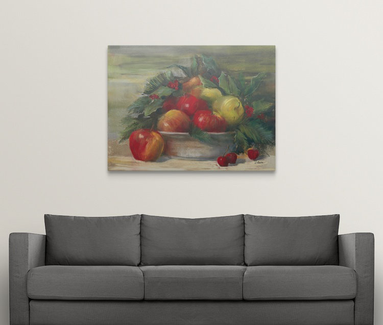 «Apples and Holly» - reproduction, H 36 po x l 48 po x P 1,5 po, Toile