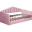 Lit de jour simple avec couchette et charge, revêtement en velours rose, fonctionnel, pas de sommier élégant, velours, style durable,-2030229727