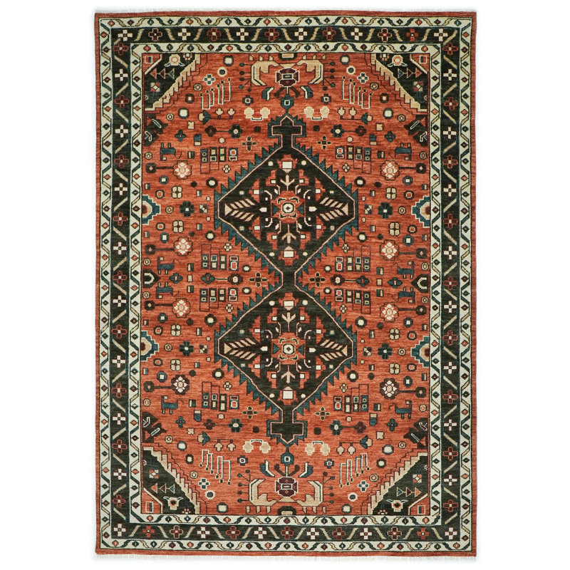 Tapis Oushak en laine nouée à la main 9 pi 11 po x 14 po Oushak