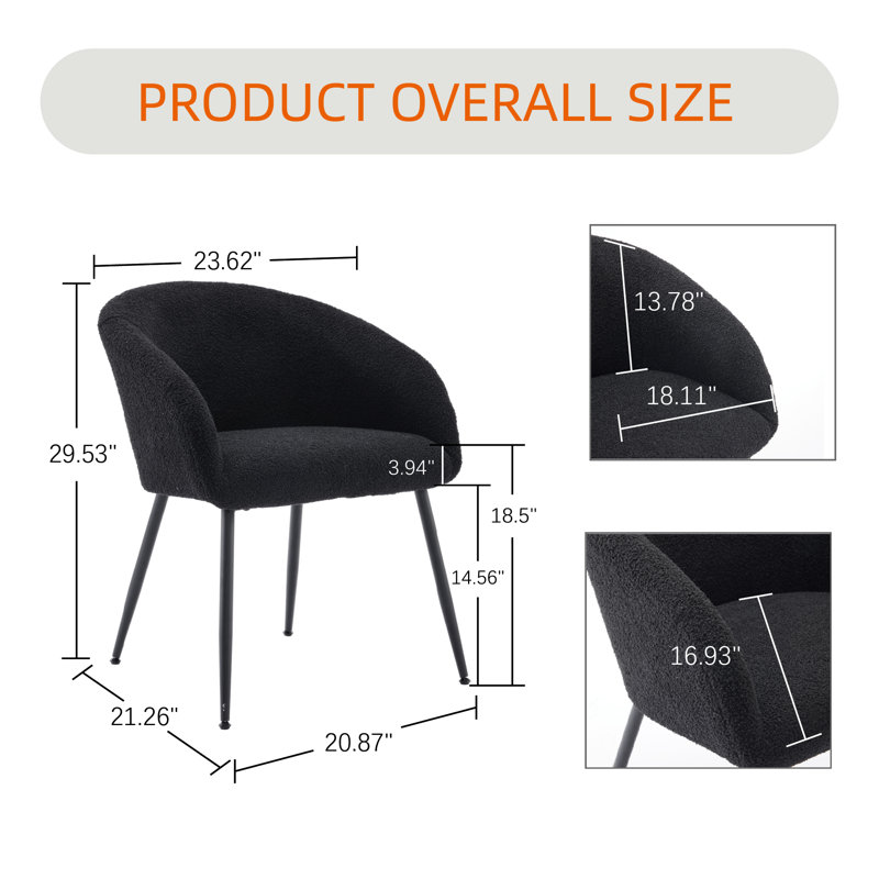 Ensemble de 2 chaises d'appoint rembourrées, Noir, Noir