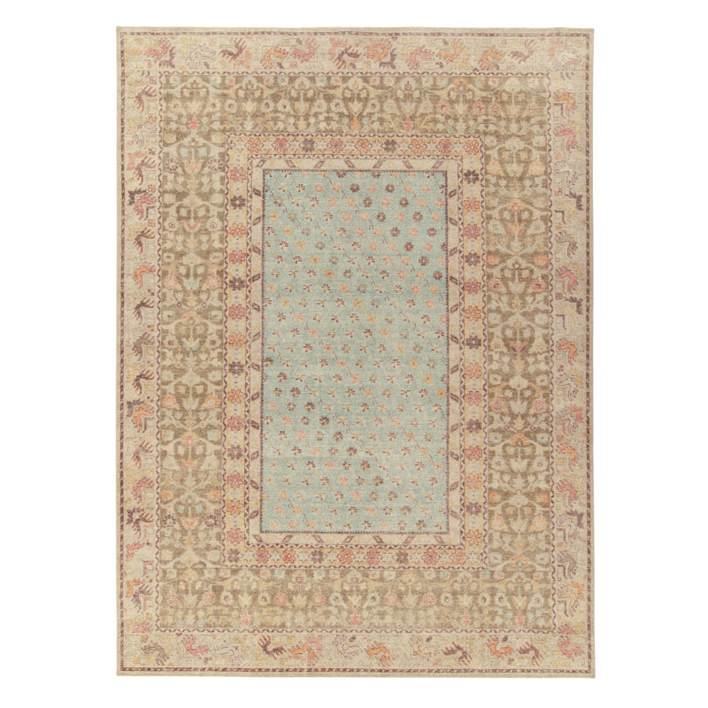 Distressed Homage Wool Floral Area Rug, Rectangle 12' x 16'