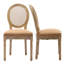 Chaises de salle à manger d'inspiration rétro avec structure en bois massif - dossier en rotin, tissu en lin, ensemble de 2-571921204