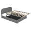 Lit plateforme double de rangement hydraulique pleine grandeur avec aspect polaire gris élégant et rembourré-1812645794