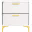 Table de chevet blanche et dorée à 2 tiroirs - Espace de rangement spacieux pour la chambre à coucher-2076517144