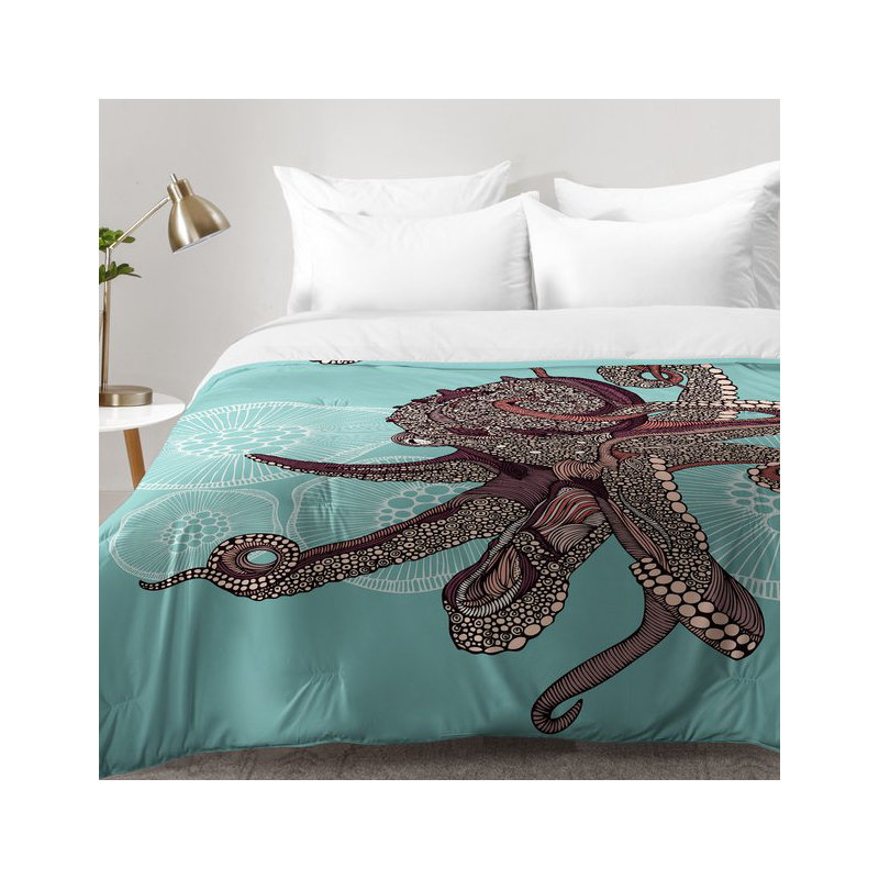 Ensemble d'édredon Octopus Bloom, Édredon pour lit simple TG + 1 taie décorative