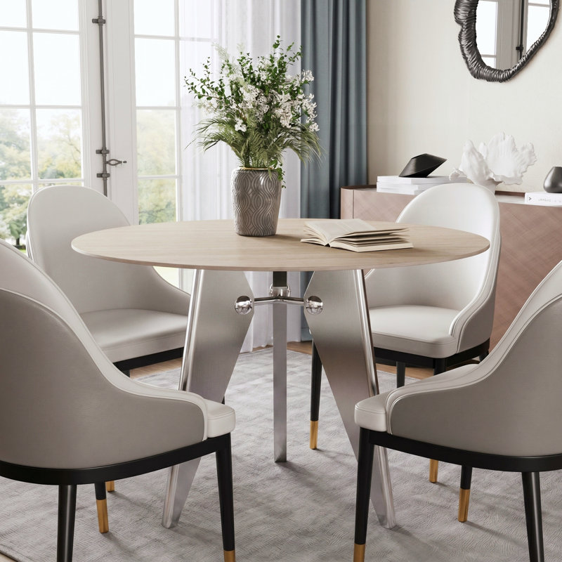 Metal Base Dining Table, H 29,5 po x l 43,3 po x P 43,3 po, Ivoire mat