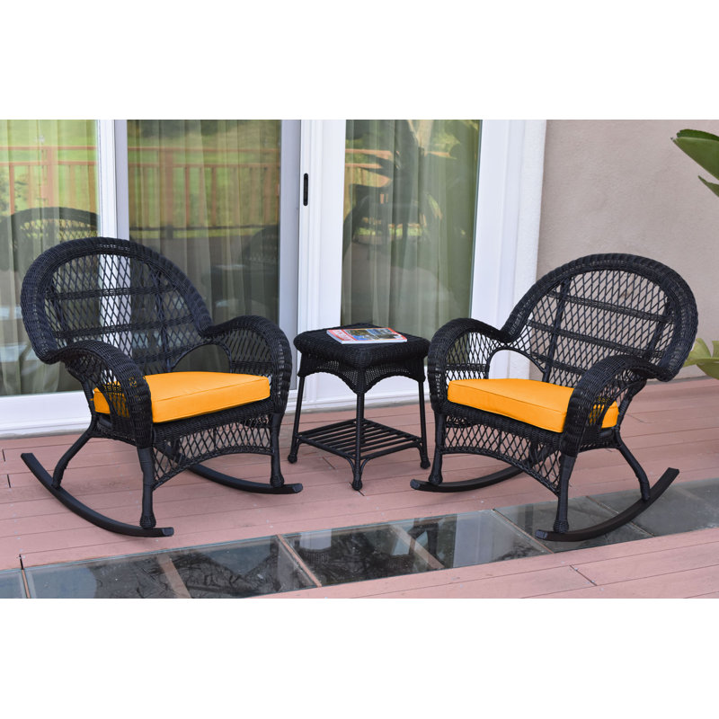 Mangum 2 - Person Patio Conversation Set with Cushions, Black, Black