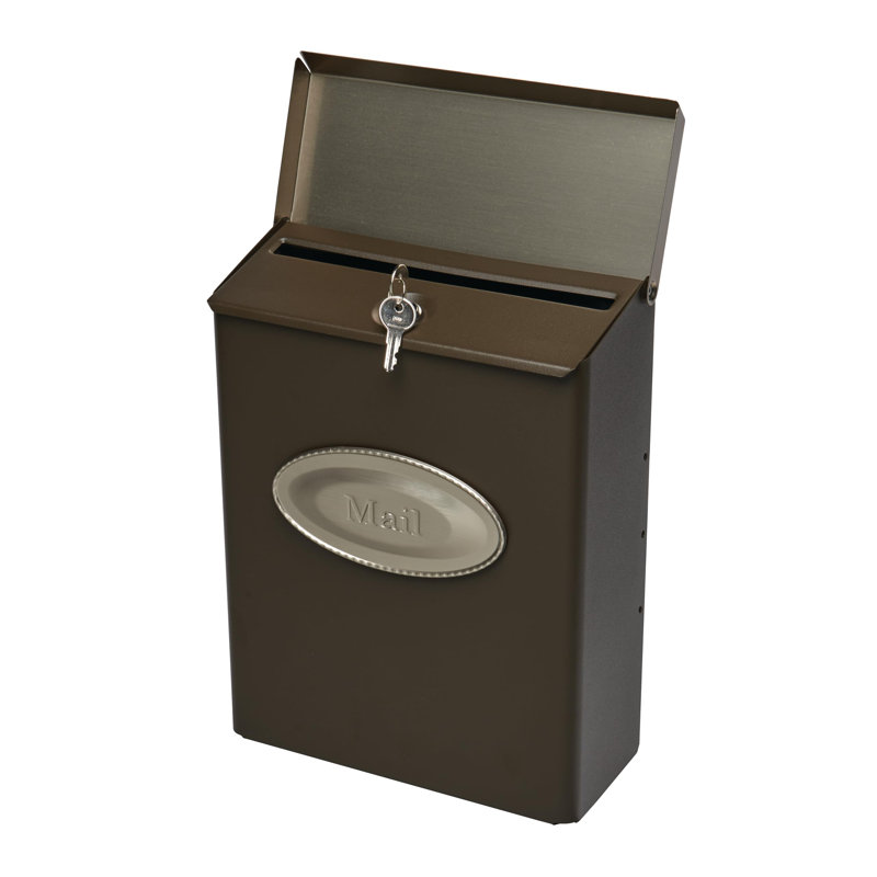 Designer Vertical Wall-Mount Locking Mailbox, Venetian Bronze and Satin Nickel