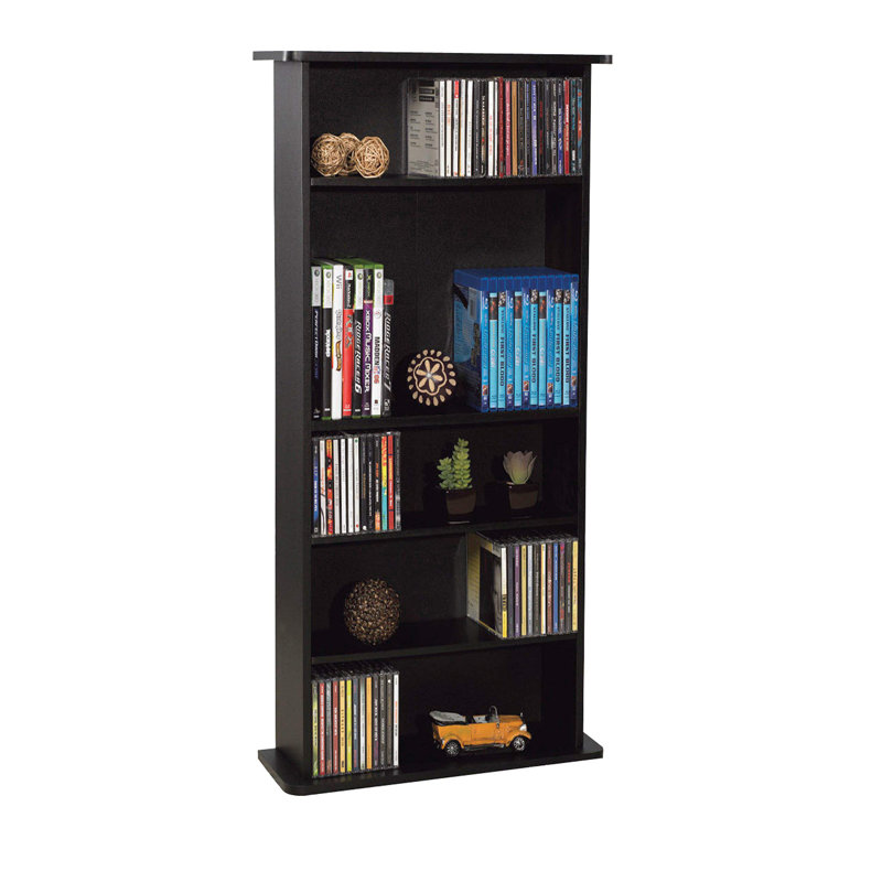 Black Adjustable Shelves Media Storage Cabinet