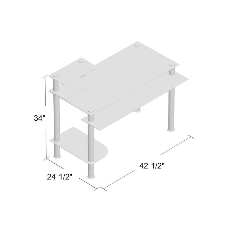 Doynton Glass Aluminium Computer Desk, Clear