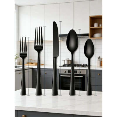 Ensemble de couverts en acier inoxydable 60 pièces pour 12 personnes, ensemble de couverts poli miroir comprenant des couteaux de table, des fourchettes, des cuillères, des fourchettes à salade et des cuillères à café, allant au lave-vaisselle pour la maison et le restaurant