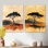 «Black Simplicity in Nature African Landscape I - Woodland», reproduction d'art en métal 2 pièces