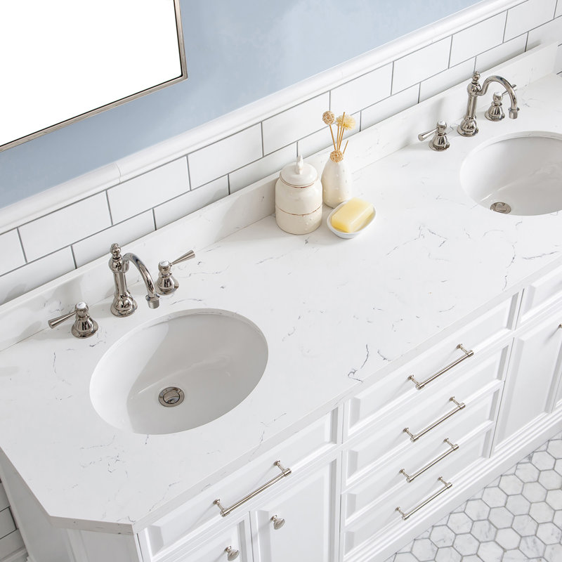 Palace 72'' W Vanity, Pure White, Polished Nickel