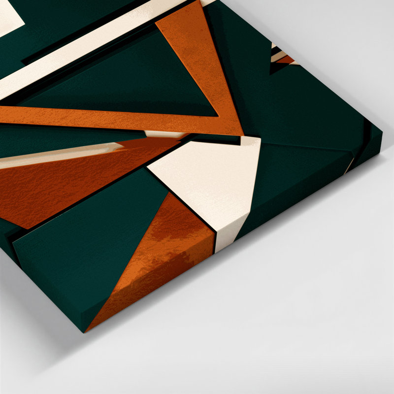«Geometric Abstraction 89», art mural sur toile verte, H 32 po x l 32 po